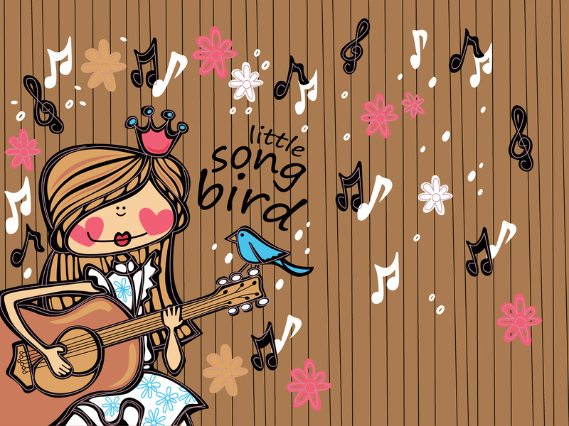 800x600 Girl And The Little Song Bird Illustrations