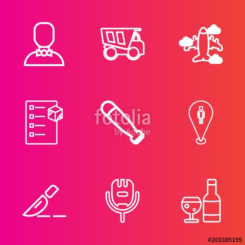 500x500 Premium Set With Outline Vector Icons Such As Song, Business