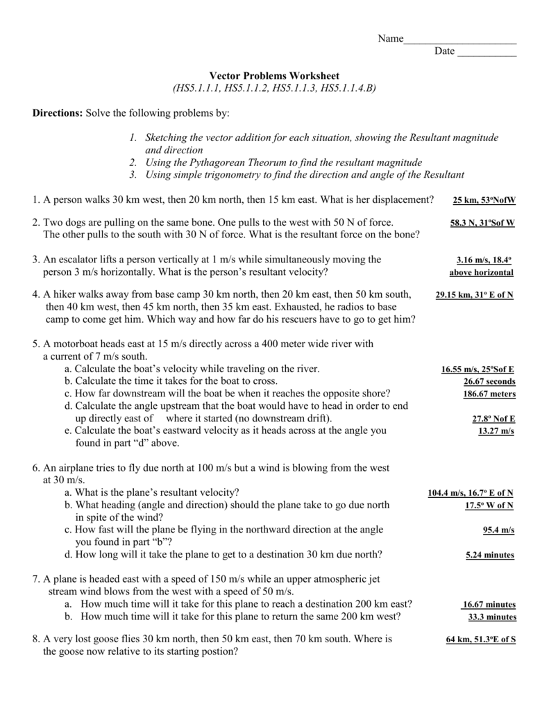 Vector Problems Worksheet 791x1024 Vector Problems Worksheet