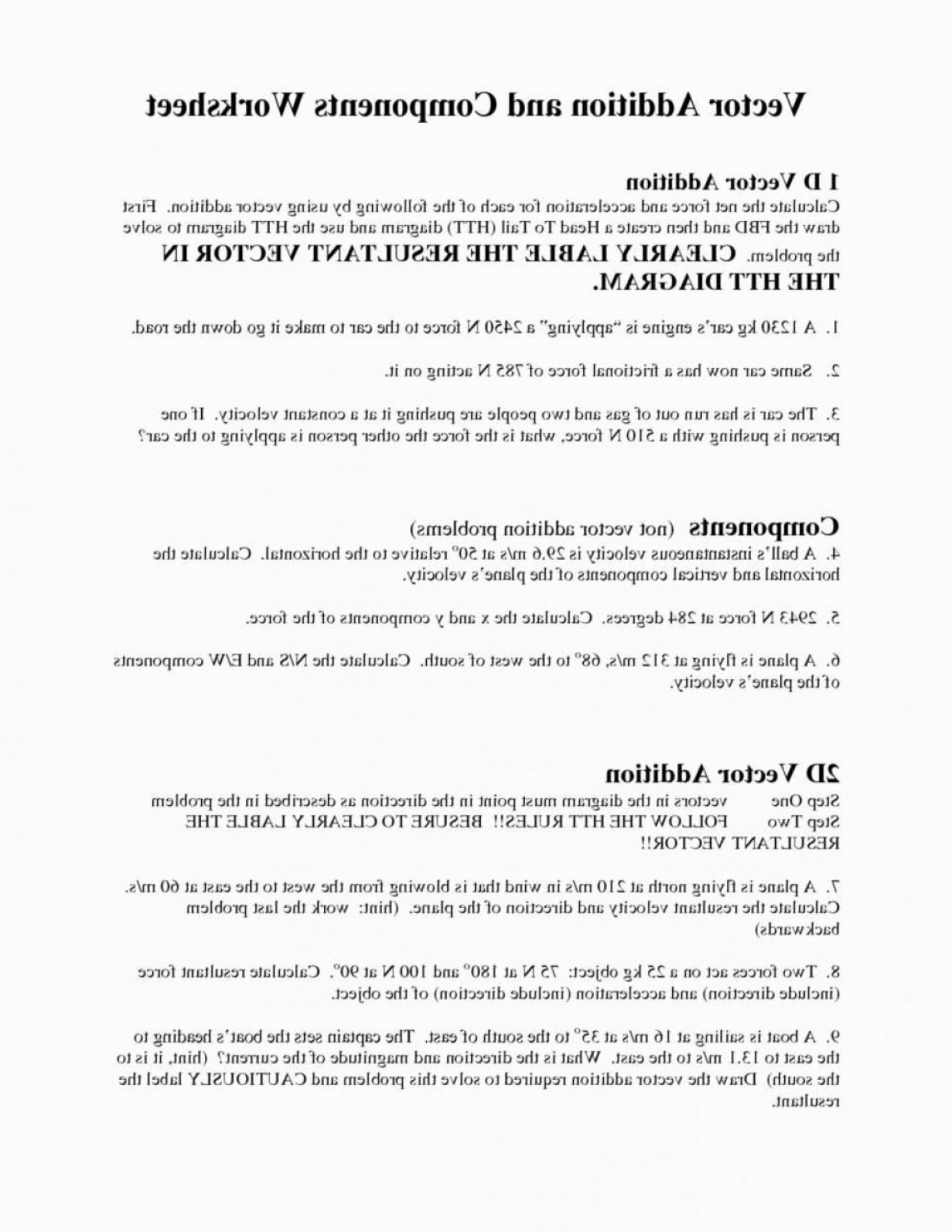 1675x2168 Vectors And Projectiles Worksheet Answers Vector Addition