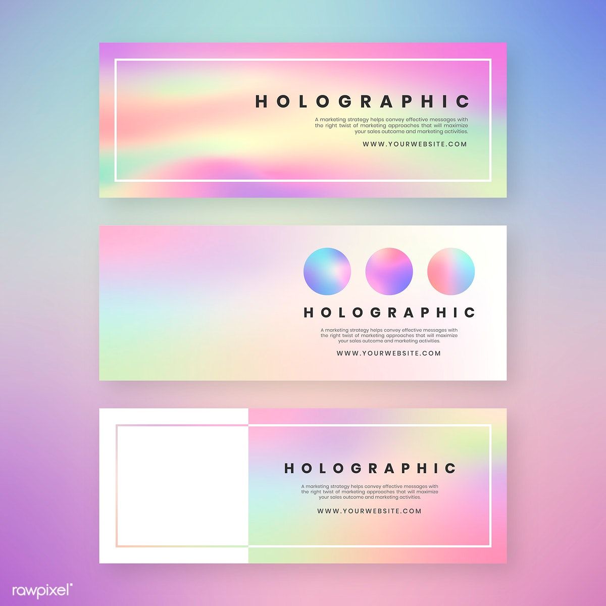 Holographic Website Banner Design Vector Set Free Image 1200x1200 Holographic Website Banner Design Vector Set Free Image