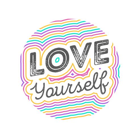 490x490 Flat Love Yourself Lettering Typography Style Vector Illustration