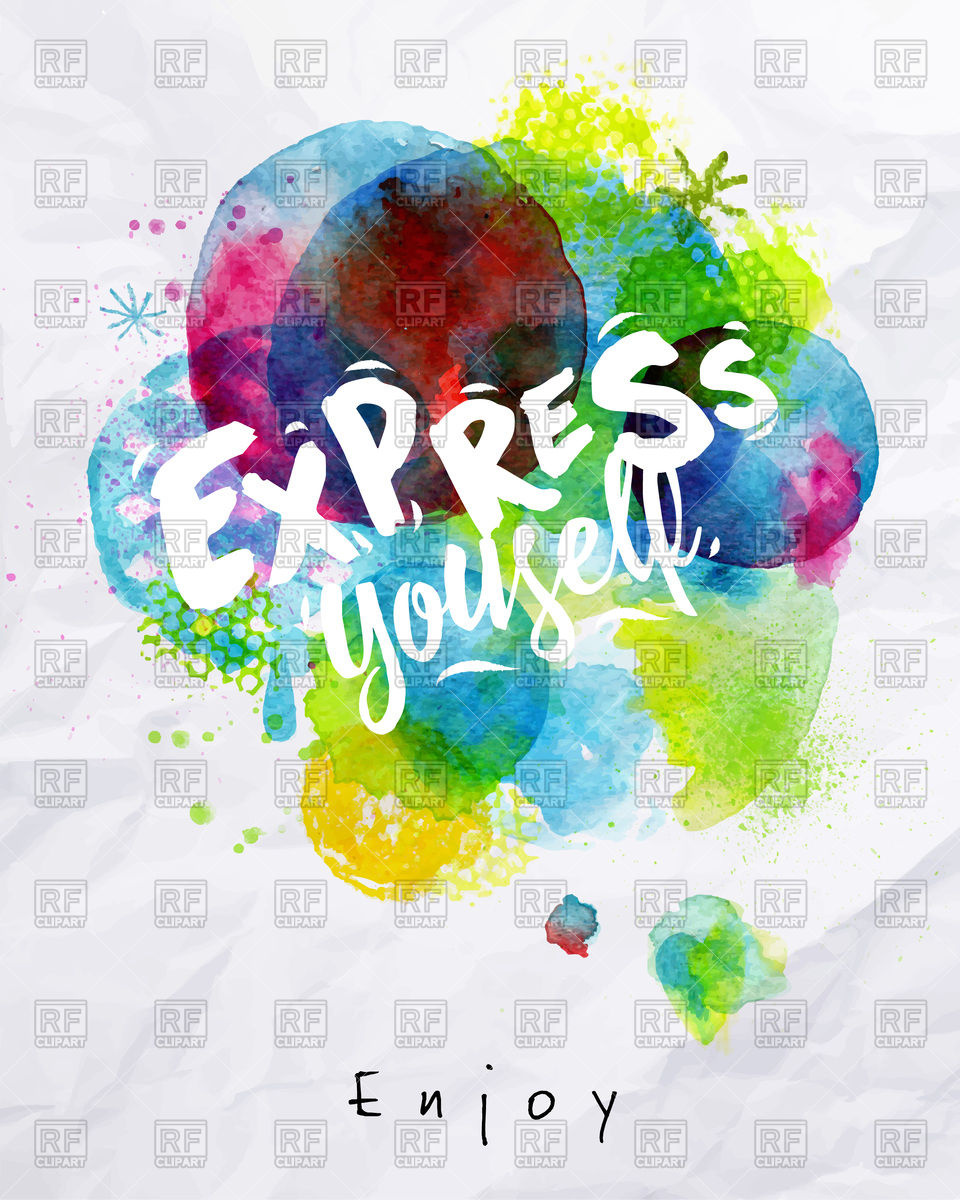 960x1200 Watercolor Vivid Poster With Lettering Express Yourself Vector