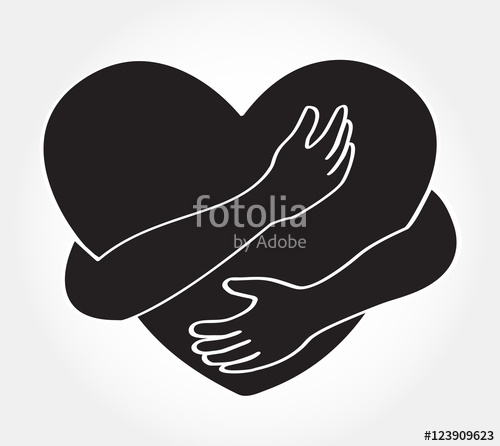 500x446 Hugging Heart Vector Hug Yourself Love Yourself Stock Image