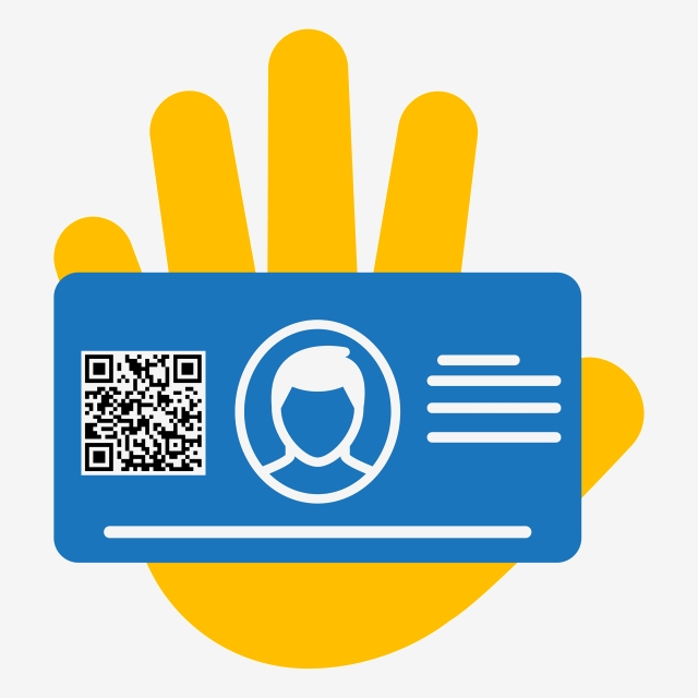 640x640 Cartoon Vector Hand Holding A Business Card Qr Code To Introduce