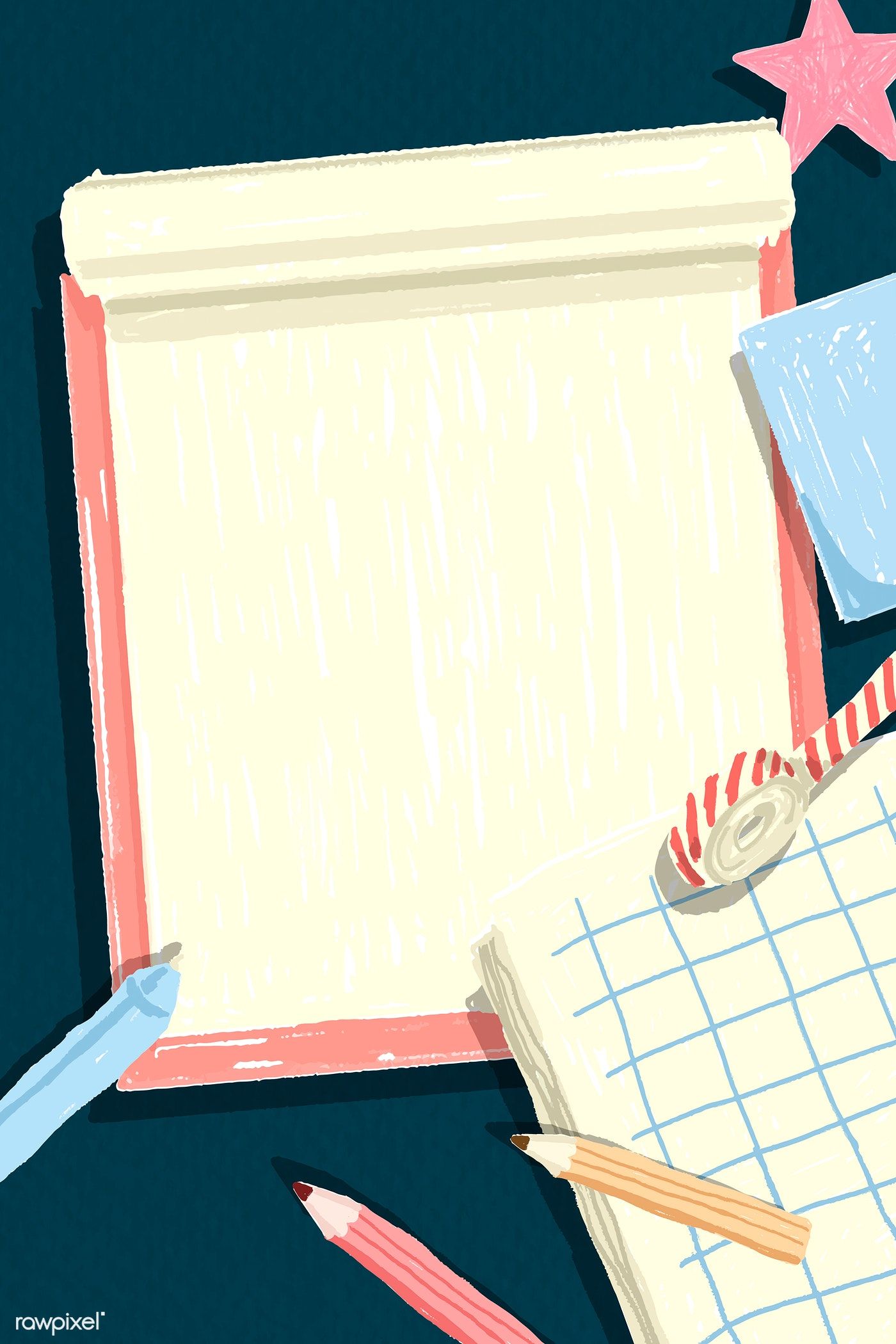 1400x2100 Download Premium Vector Of Blank Notebook On A Blue Background