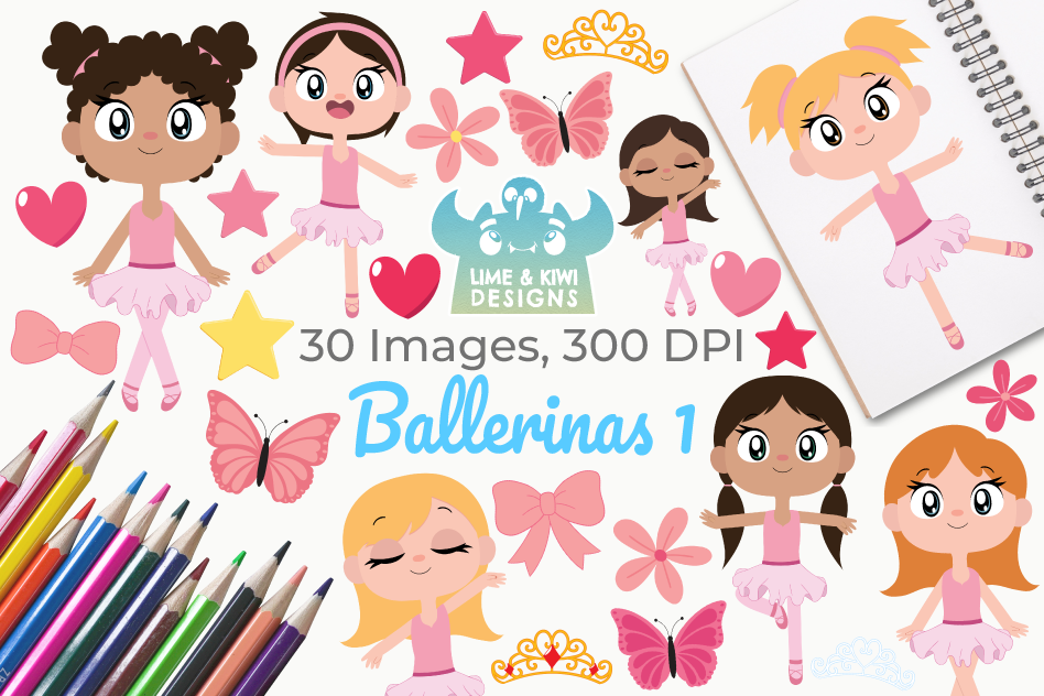 948x632 Ballerinas Clipart, Instant Download Vector Art