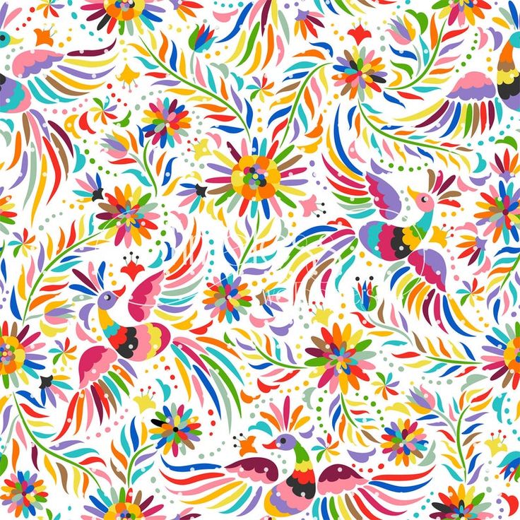 736x736 Vector Mexicanos Mexican Embroidery Birds Removable Wallpaper