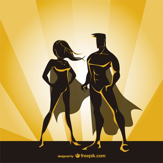 Superhero Couple Free Vector 626x626 Superhero Couple Free Vector