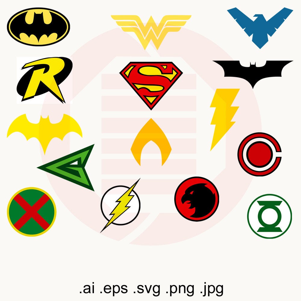 Superhero Clipart Symbols Superheroes Vector Justice Etsy 1000x1000 Superhero Clipart Symbols Superheroes Vector Justice Etsy