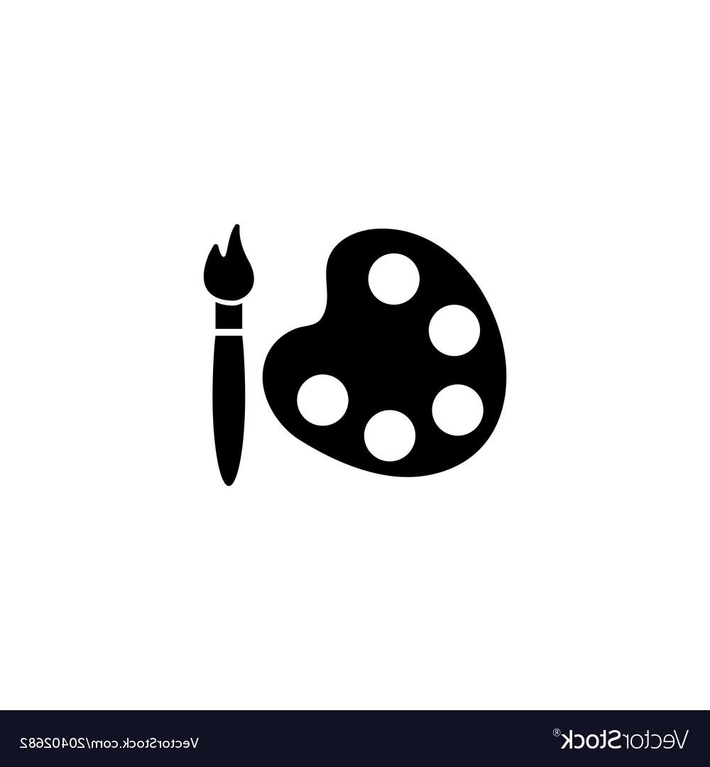 1000x1080 Hd Paint Brush With Palette Flat Icon Vector Images