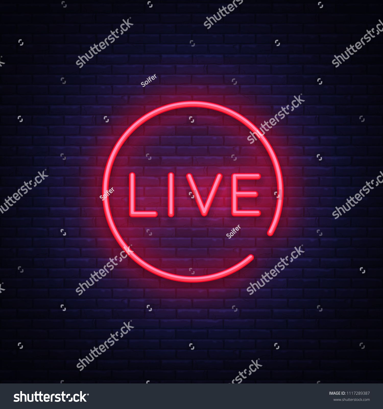 1500x1600 Live Neon Sign Vector Live Stream Design Template Neon Sign