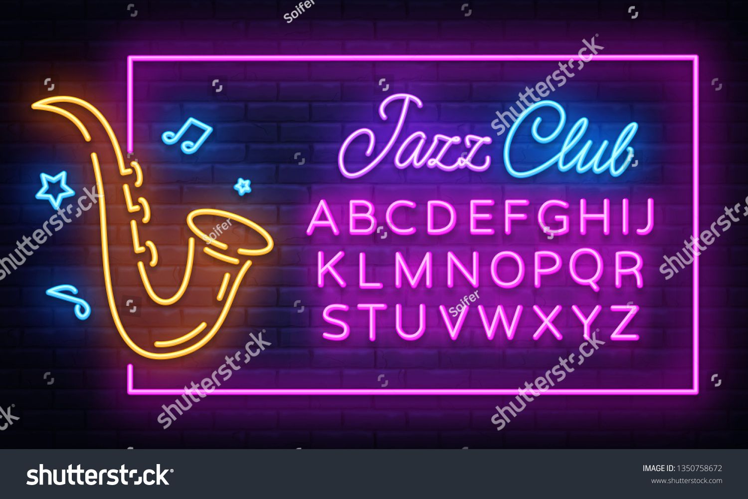 1500x1000 Jazz Music Neon Signboard In Frame Vector Live Music Neon Sign