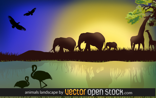 600x380 African Landscape With Animals