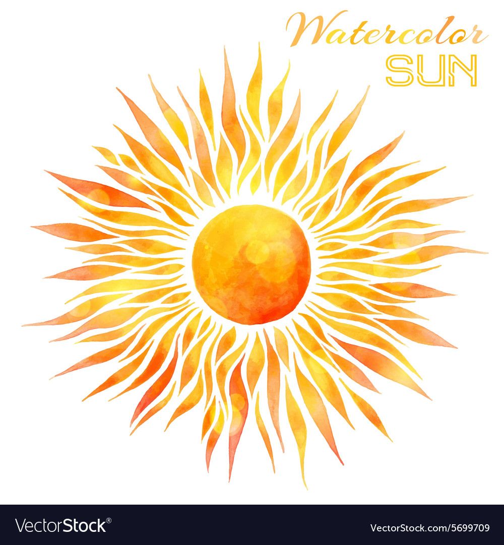 1000x1080 Watercolor Sun Royalty Free Vector Image