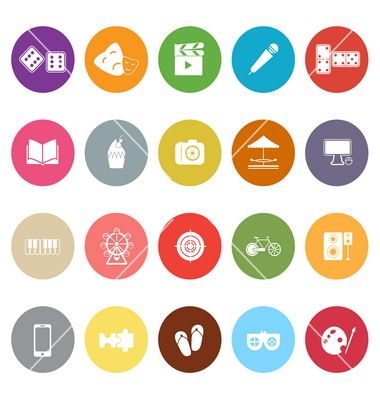 380x400 Entertainment Flat Icons On White Background Vector