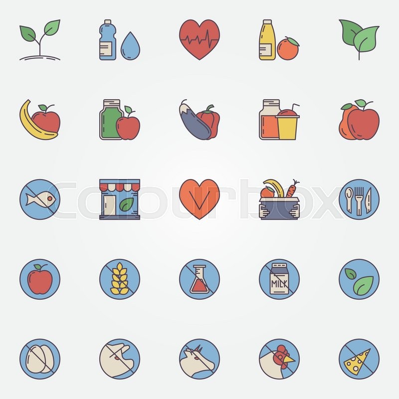 Vegetarian And Healthy Eating Icons 800x800 Vegetarian And Healthy Eating Icons