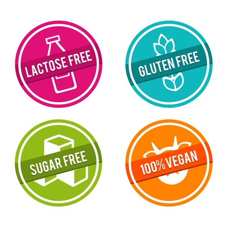 Set Of Allergen Free Badges Lactose Free, Gluten Free, Sugar Free 450x450 Set Of Allergen Free Badges Lactose Free, Gluten Free, Sugar Free