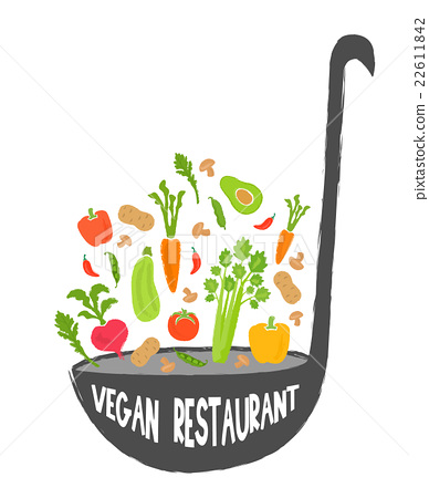 Vegan Restaurant Healthy Food Background, Vector 388x450 Vegan Restaurant Healthy Food Background, Vector