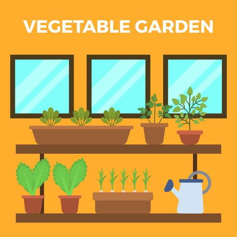 490x490 Flat Vegetable Garden Vector Illustration Free