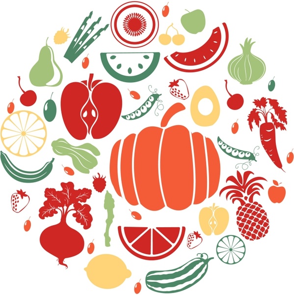 599x600 Fruit And Vegetable Icon Set Free Vector In Adobe Illustrator