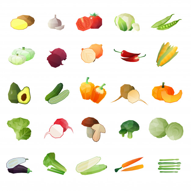 626x626 Polygonal Vegetables Icon Set Vector Free Download