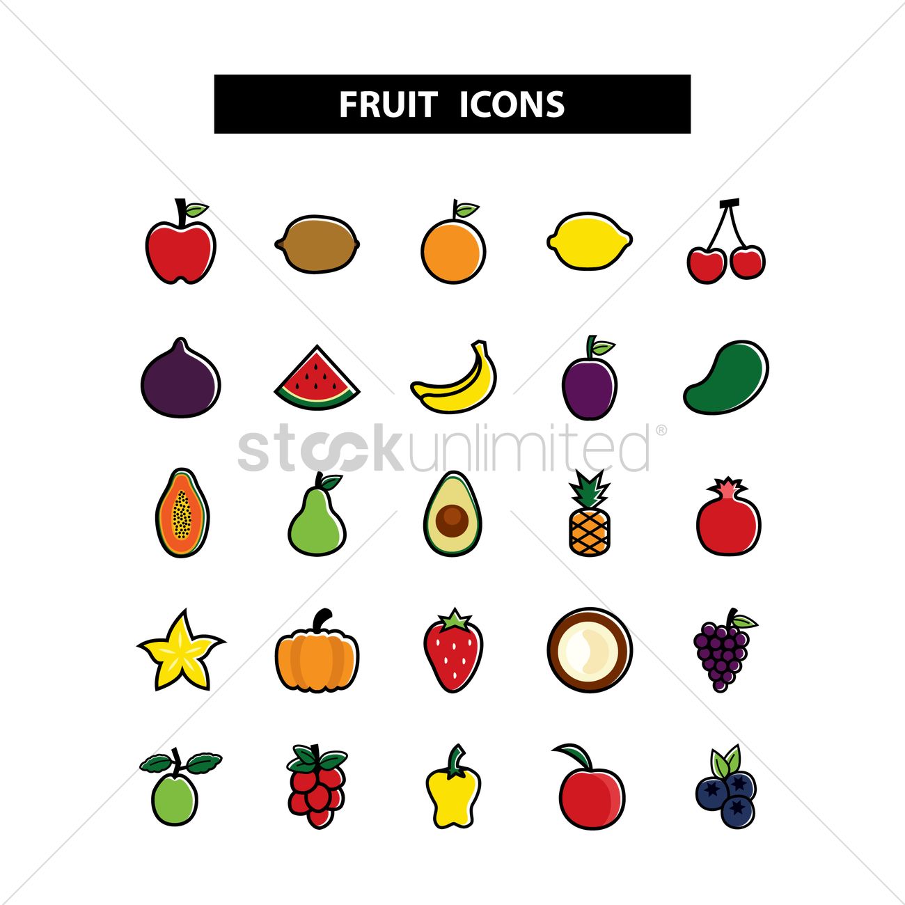 1300x1300 Set Of Fruit And Vegetable Icons Vector Image