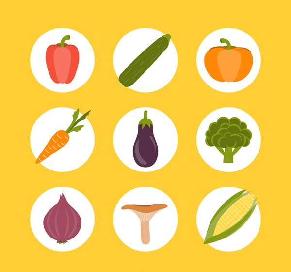 600x560 Circular Common Vegetable Icon Vector Graphics My Free