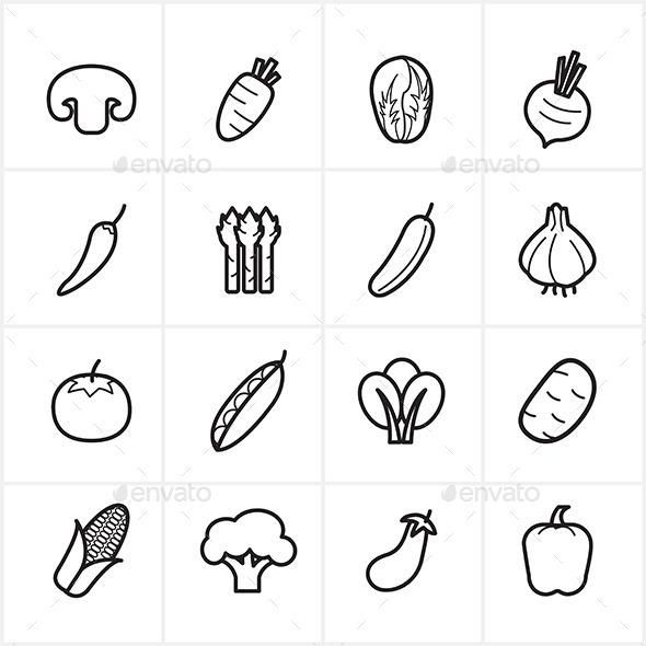 590x590 Flat Line Icons Vegetables Icons Vector Illustrations Line