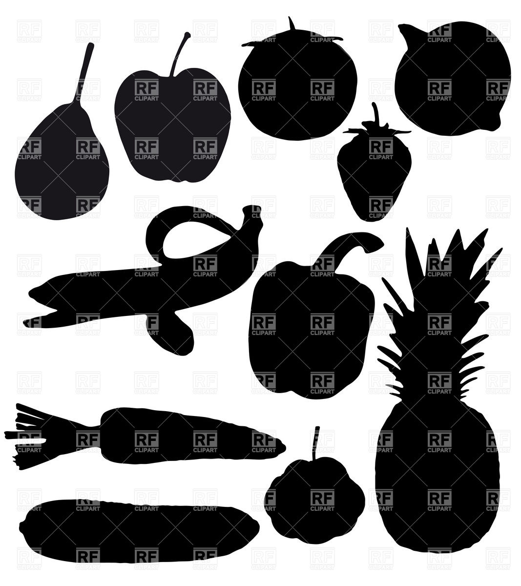 Fruits And Vegetables Black Silhouettes Vector Image Of Food 1067x1200 Fruits And Vegetables Black Silhouettes Vector Image Of Food