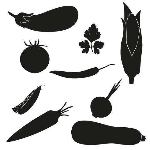 Set Of Icons Vegetables Vector Illustration Black Silhouette 490x490 Set Of Icons Vegetables Vector Illustration Black Silhouette