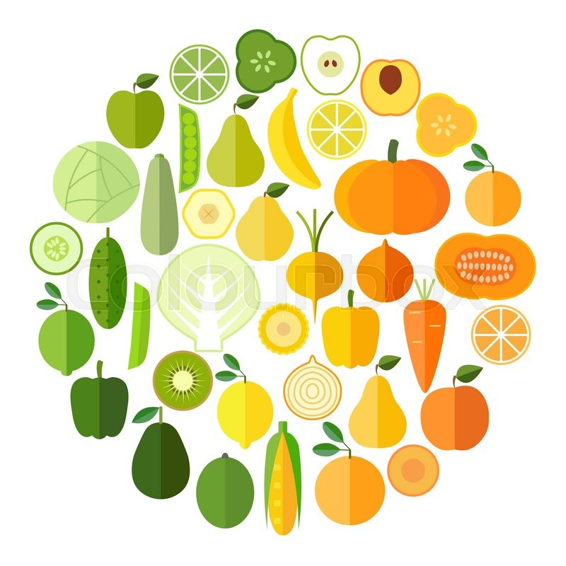 800x800 Fruit And Vegetable Vector Circle Stock Vector Colourbox