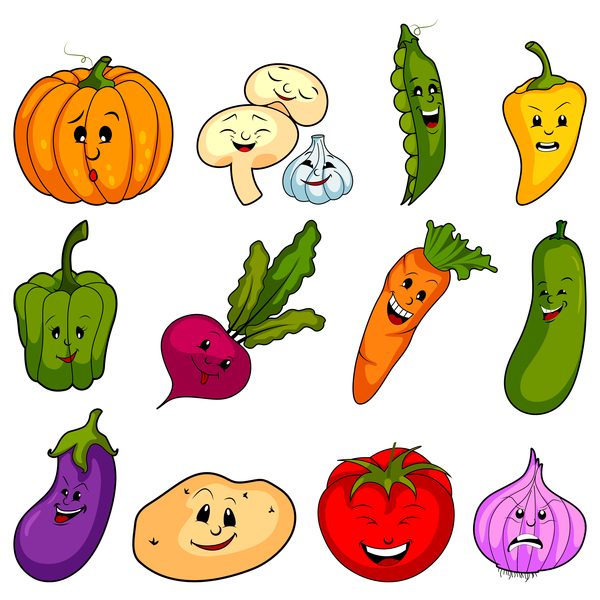 600x600 Cute Cartoon Vegetable Vectors Set Free Download