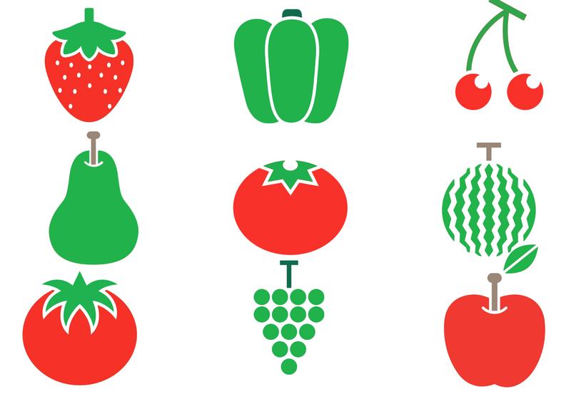 800x560 Flat Vegetable Vectors Icons