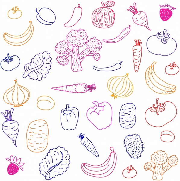 597x600 Fruit And Vegetable Free Vector In Adobe Illustrator