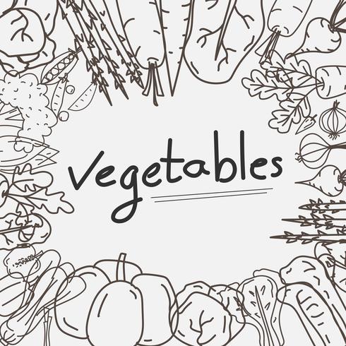 490x490 Hand Drawn Vegetables Doodles Background Vector