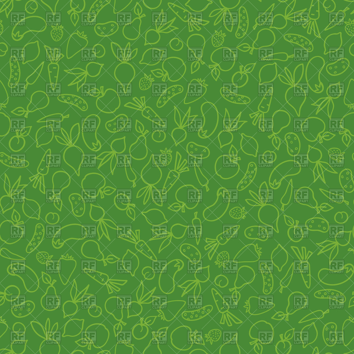 1200x1200 Vegetable Seamless Pattern On Green Background Vector Image