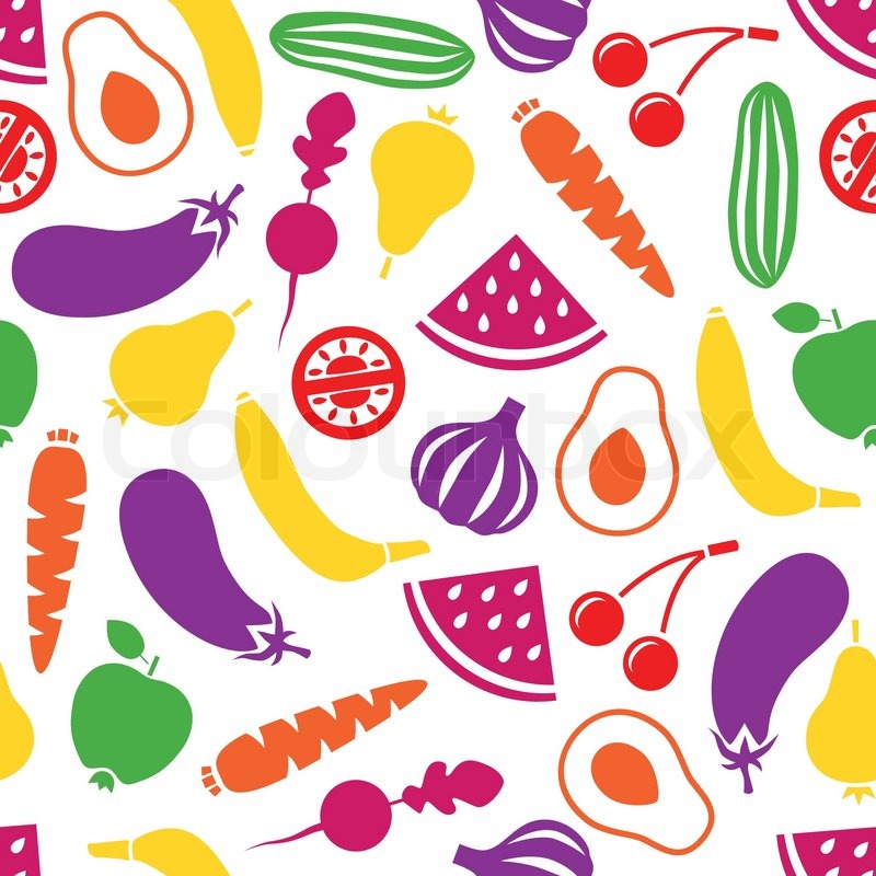 800x800 Fruits And Vegetables Seamless Pattern Stock Vector Colourbox