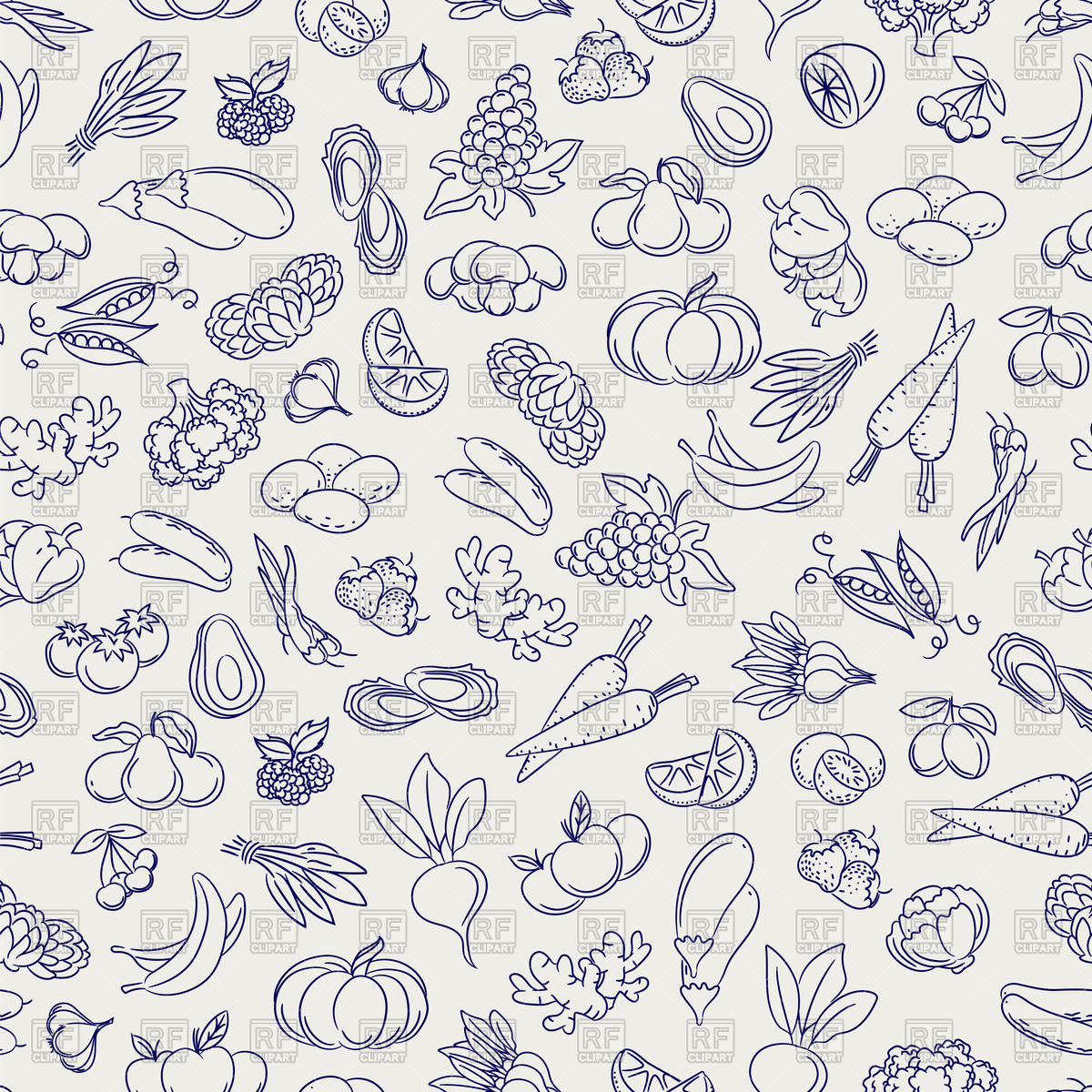 1200x1200 Fruits And Vegetables Seamless Pattern Vector Image Of Backgrounds