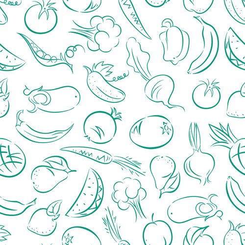 500x500 Hand Drawn Vegetables Seamless Pattern Vector Free Download