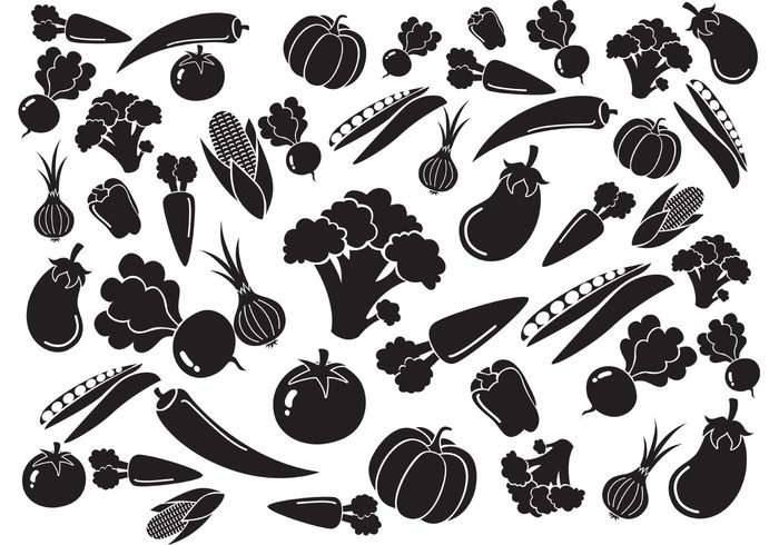 700x490 Black White Vegetables Pattern Vector