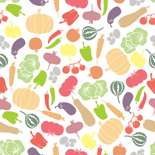 500x500 Colored Vegetables Seamless Pattern Vector Free Download
