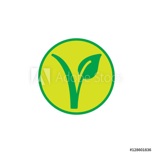 500x500 Vegetarian Mark Plant In A Circle Icon Vector, Filled Flat Sign