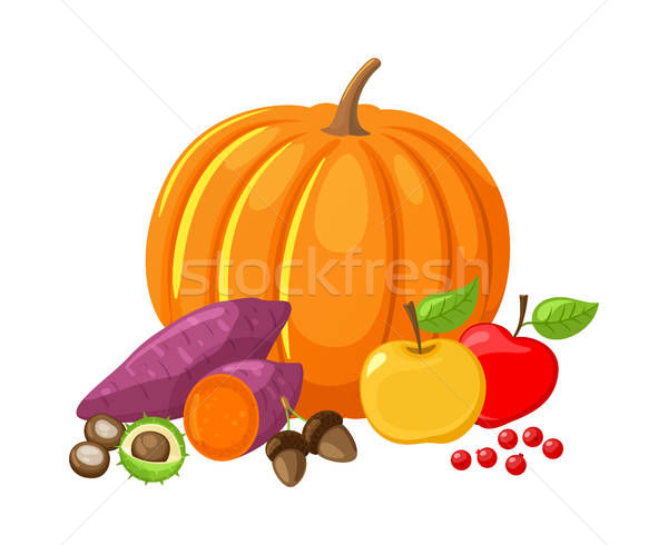 600x490 Pumpkin And Beetroot Apples Fruits Veggies Vector Vector