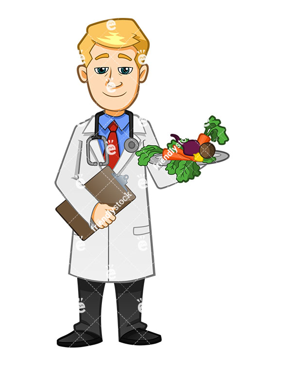 585x755 Smiling Doctor Holding Medical Report And Plate Full Of Veggies