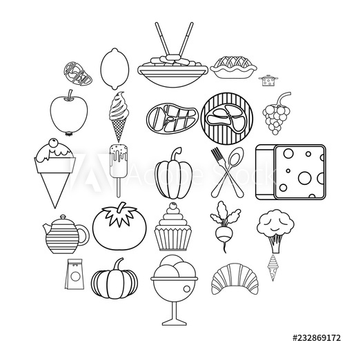 500x500 Veggies Icons Set Outline Set Of Veggies Vector Icons For Web