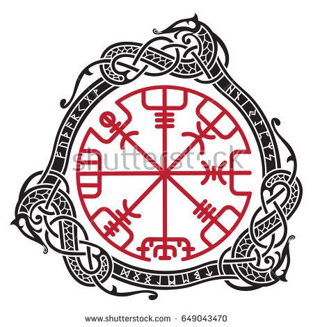 450x470 Viking Design Magical Runic Compass Vegvisir, In The Circle