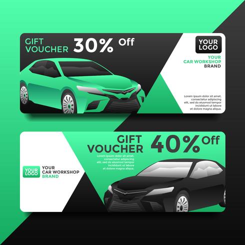 490x490 Car Workshop Gift Card Voucher Templates Vector
