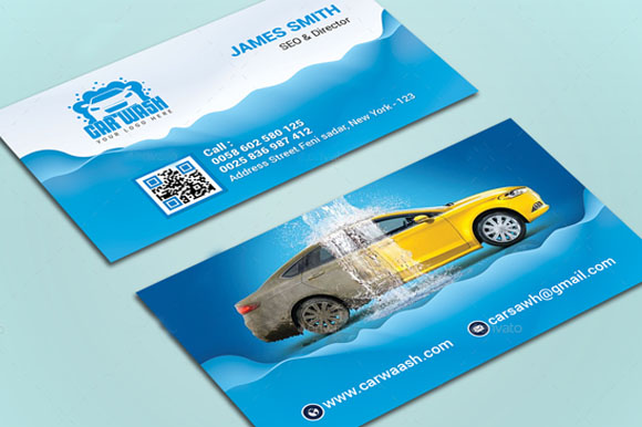 580x386 Car Wash Business Card Templates