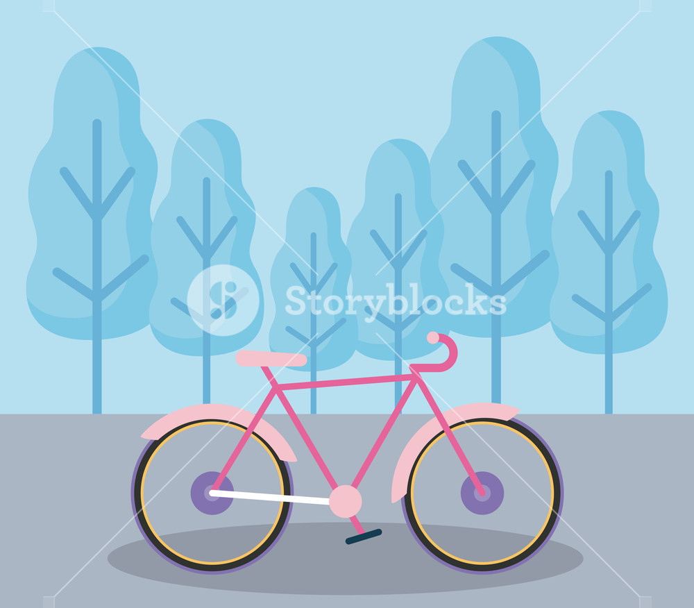 1000x876 Bicycle Vehicle In Landscape Isolated Icon Vector Illustration